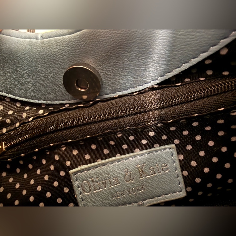 Olivia & Kate Light Blue Faux Leather Mini Shoulder Bag - Picture 7 of 10